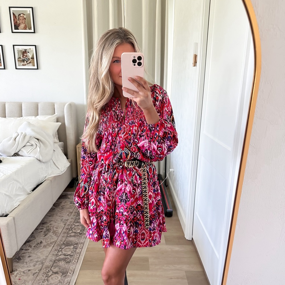 Abstract satin mini dress